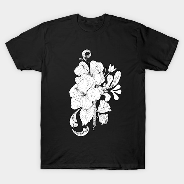 Cool floral ink tattoo art T-Shirt by MiaArt365